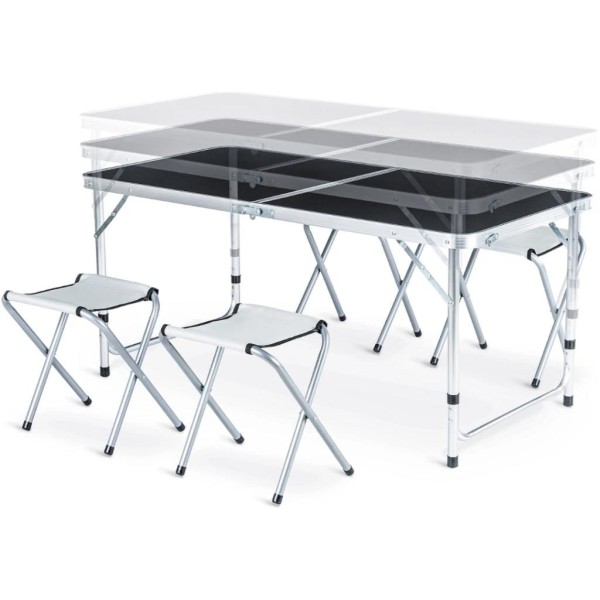Стіл туристичний розкладний Outtec з 4 стільцями чорний