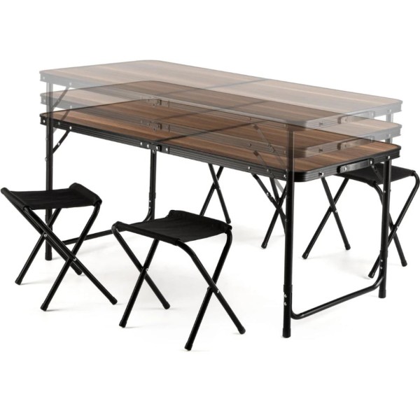 Стіл туристичний розкладний Outtec з 4 стільцями горіх