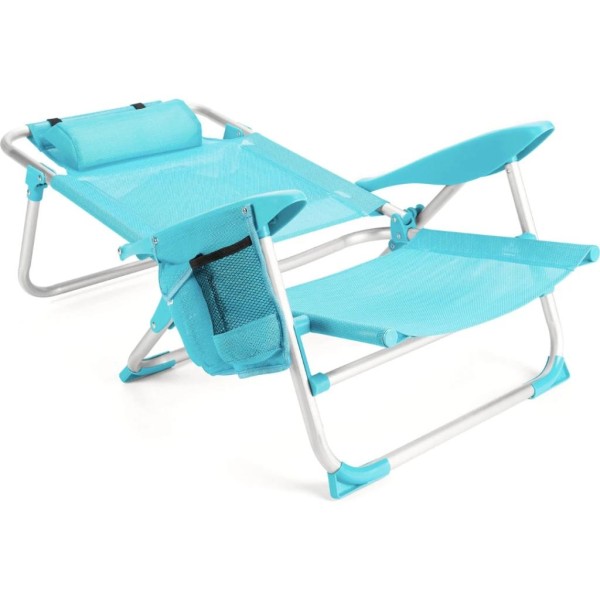 Пляжне крісло-лежак Outtec розкладне з підголівником бірюза
