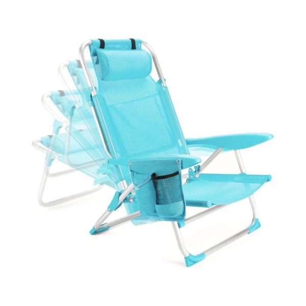 Пляжне крісло-лежак Outtec розкладне з підголівником бірюза