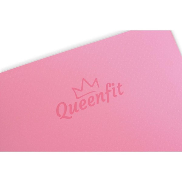 Килимок (мат) для фітнесу та йоги Queenfit Premium TPE 0,6 см рожево-фіолетовий
