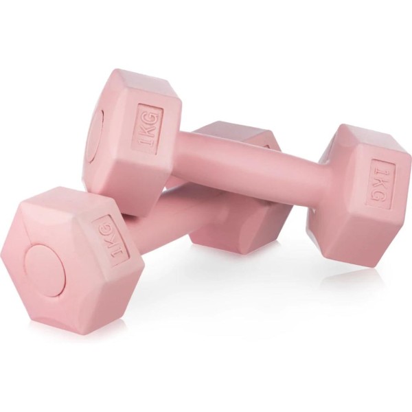 Гантелі для фітнесу композитні Gymtek 2х1кг рожевий