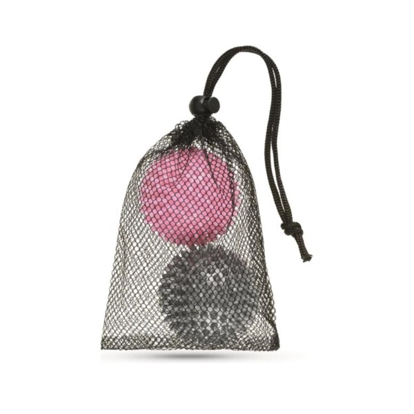 Набір масажних м'ячів Gymtek 70 мм 2 шт твердий/м'який сіро-рожевий