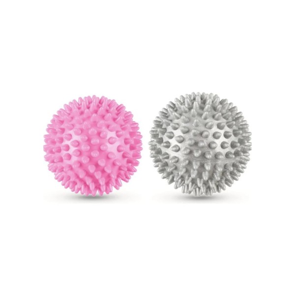 Набір масажних м'ячів Gymtek 70 мм 2 шт твердий/м'який сіро-рожевий