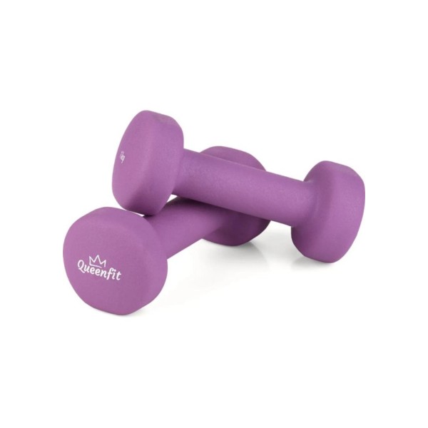 Гантелі для фітнесу неопренові Queenfit 2х1кг фіолетовий