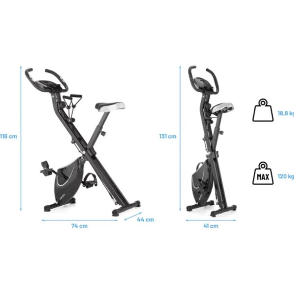 Велотренажер Gymtek FX600 магнітний складний з еспандерами срібний