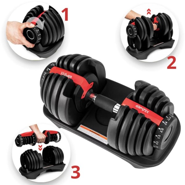 Гантель розбірна регульована Gymtek 2,5-24кг червоний