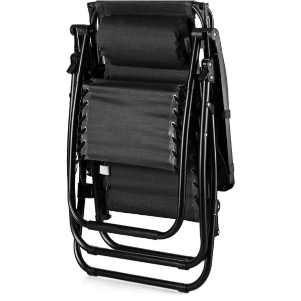 Шезлонг лежак Outtec Zero Graviti Sun розкладний з дашком чорний