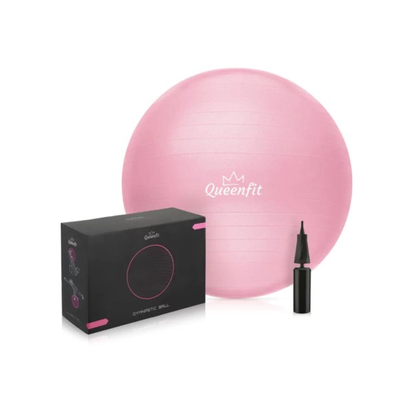 Фітбол Queenfit 65см світло-рожевий + насос
