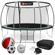 Батут Hop-Sport Premium 14ft чорно-зелений з внутрішньою сіткою