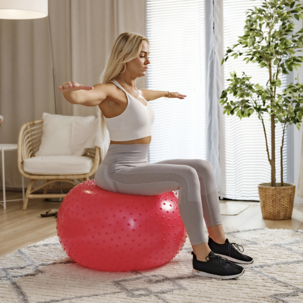 Фітбол масажний Hop-Sport 65 см червоний + насос