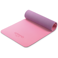Килимок для фітнесу та йоги Queenfit Premium TPE 0,6 см рожево-фіолетовий