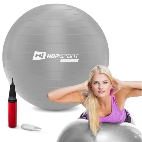 Фітбол Hop-Sport 55 см сріблястий + насос 2020