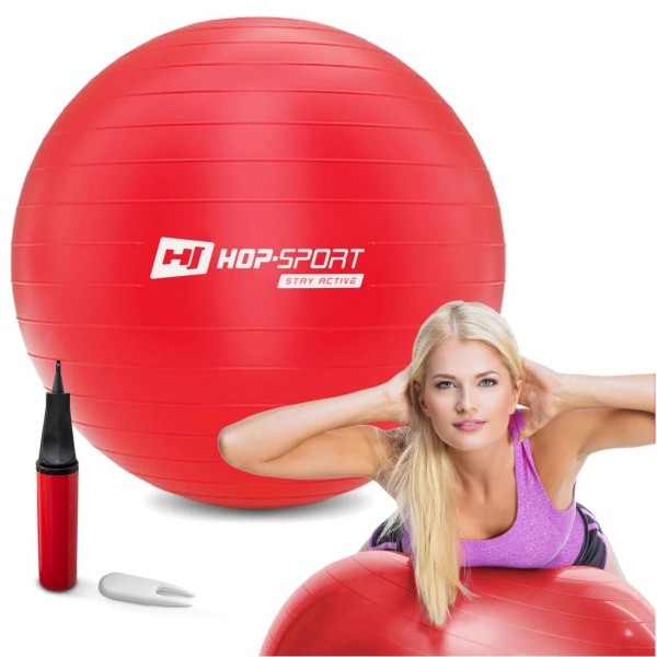 Фітбол Hop-Sport 75 см червоний + насос 2020