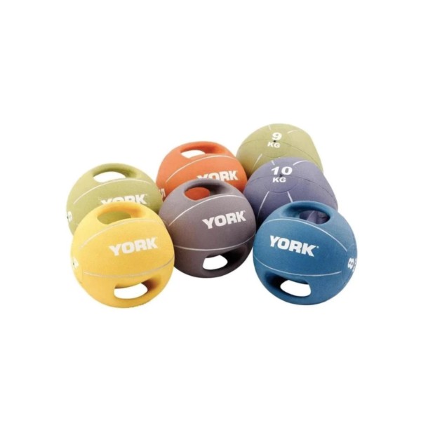 М'яч медбол 4кг York Fitness із двома ручками, жовтий