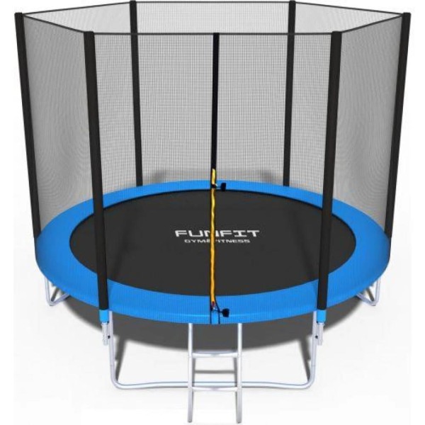 Батут Funfit 8ft (252cm) синій з зовнішньою сіткою