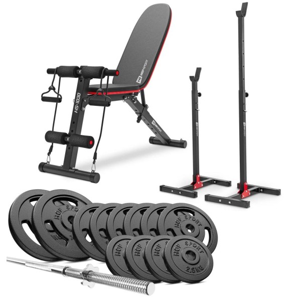 Набір STRONG 69 кг з лавкою HS-1030 і стійками 1002L