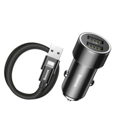 Автомобільний зарядний пристрій Baseus Small Screw 3.4A Dual-USB Lightning Чорний (TZXLD-A01)