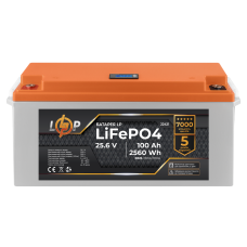 Акумулятор LP LiFePO4 24V (25,6V) - 100 Ah (2560Wh) (BMS 200/100А) пластик LCD для ДБЖ