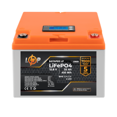 Акумулятор LP LiFePO4 12,8V - 32 Ah (410Wh) (BMS 50А/25A) пластик LCD