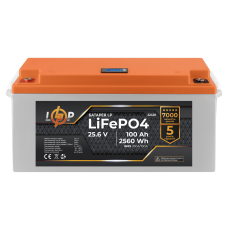 Акумулятор LP LiFePO4 24V (25,6V) - 100 Ah (2560Wh) (BMS 200/100А) пластик LCD