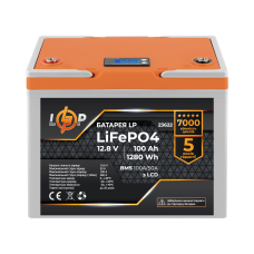 Акумулятор LP LiFePO4 12,8V - 100 Ah (1280Wh) (BMS 100A/50А) пластик LCD