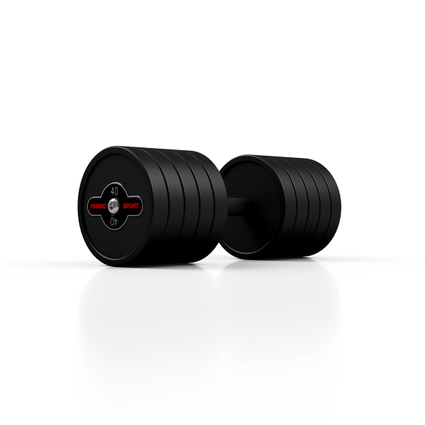 Гантель металева обгумована Marbo Sport, 40кг, чорний