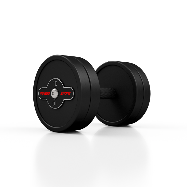 Гантель металева обгумована Marbo Sport, 10кг, чорний