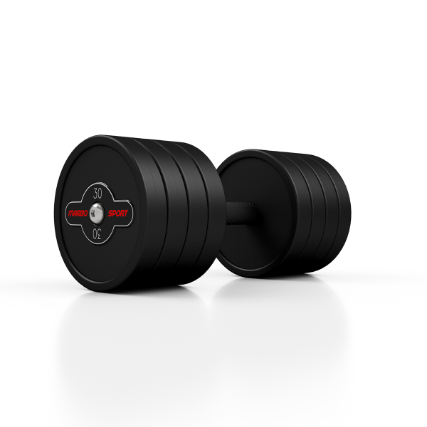 Гантель металева обгумована Marbo Sport, 30кг, чорний
