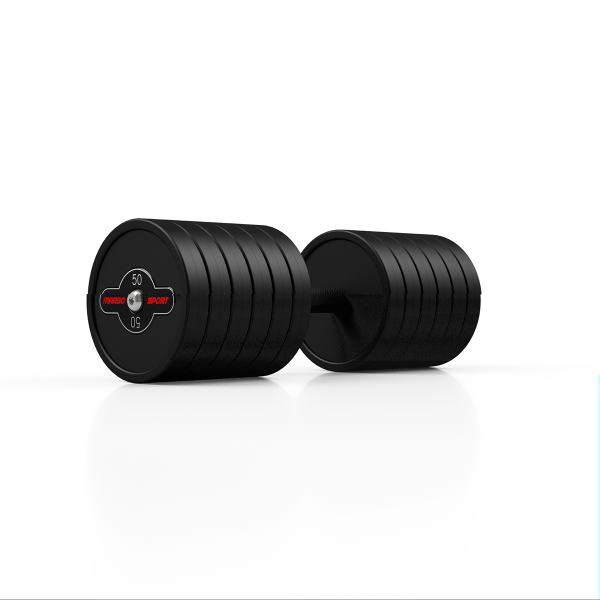 Гантель металева обгумована Marbo Sport, 50кг, чорний