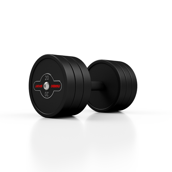 Гантель металева обгумована Marbo Sport, 20кг, чорний
