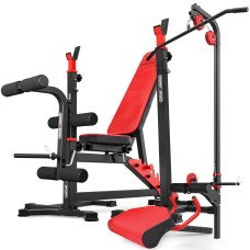 Комплект Marbo Sport MS38 Двостороння регульована лава + стійки для штанги + жим ногами + приставка Скотта + приставка-тяга