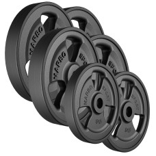 Набір прогумованих чавунних дисків 31мм Marbo Sport Tri-Grip 60кг / 2x15кг + 2x10кг + 2x5кг
