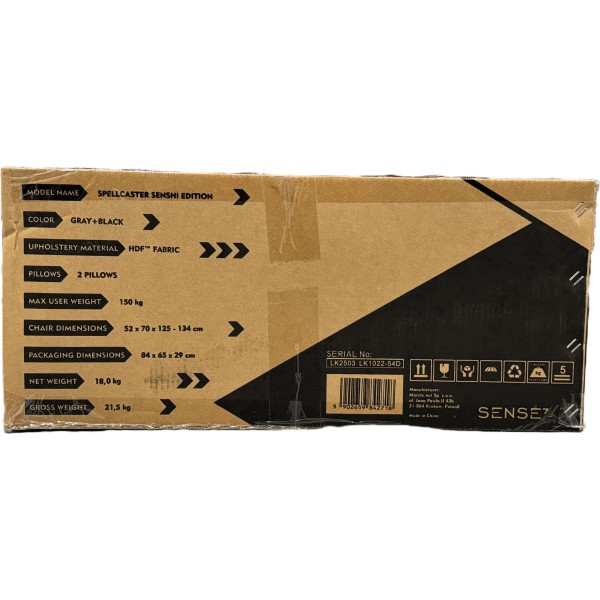 Ігрове крісло Sense7 Spellcaster Senshi Edition, тканина, сіре