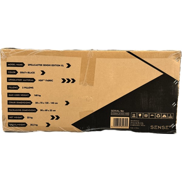 Ігрове крісло Sense7 Spellcaster Senshi Edition XL, тканина, сіре