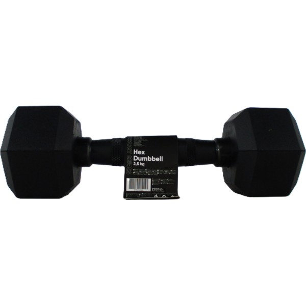Гантеля Zipro HEX з фіксованою вагою та гумовим покриттям, 2.5 кг