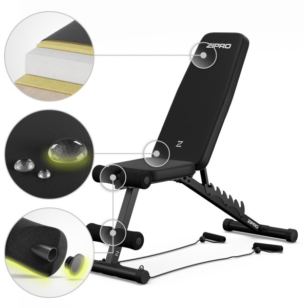 Лавка для пресу багатофункційна Zipro Tempo регульована з еспандерами