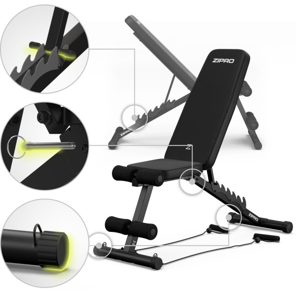 Лавка для пресу багатофункційна Zipro Tempo регульована з еспандерами