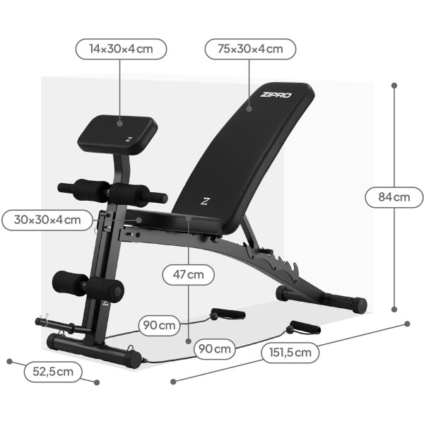 Багатофункціональна лавка Zipro Volume з еспандерами