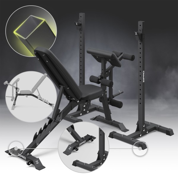 Багатофункціональна лавка Zipro Superset зі стійками і тренажером Скотта