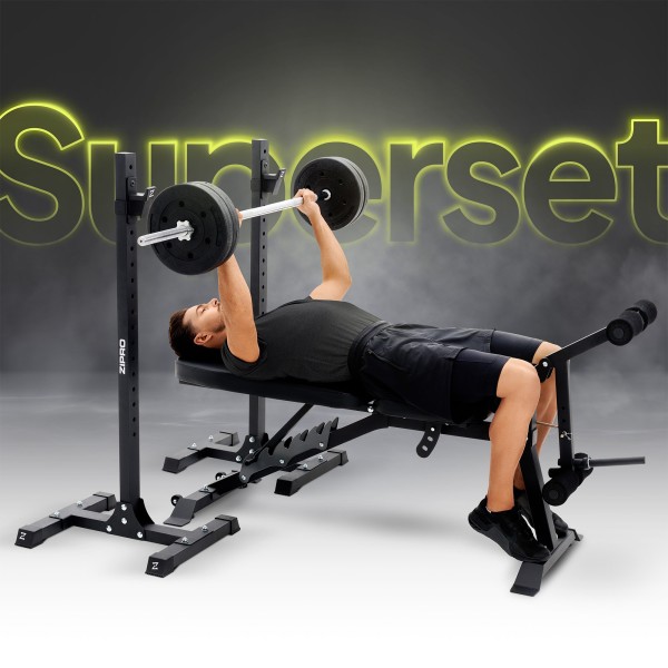 Багатофункціональна лавка Zipro Superset зі стійками і тренажером Скотта