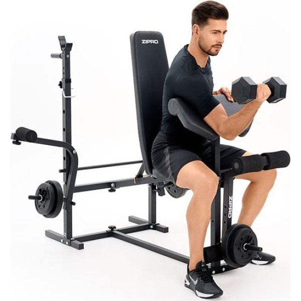 Багатофункціональна лавка Zipro Ripped зі стійками і тренажером Скотта