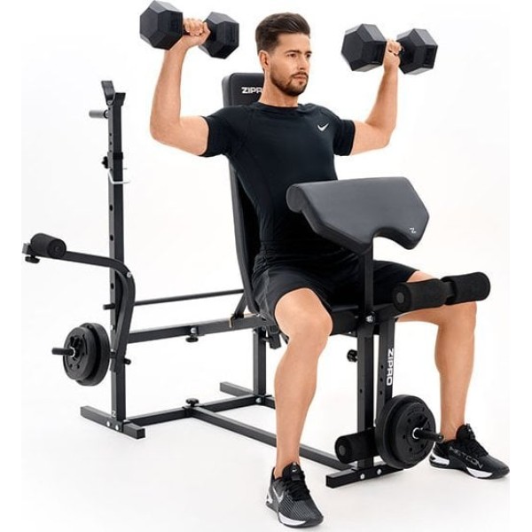 Багатофункціональна лавка Zipro Ripped зі стійками і тренажером Скотта