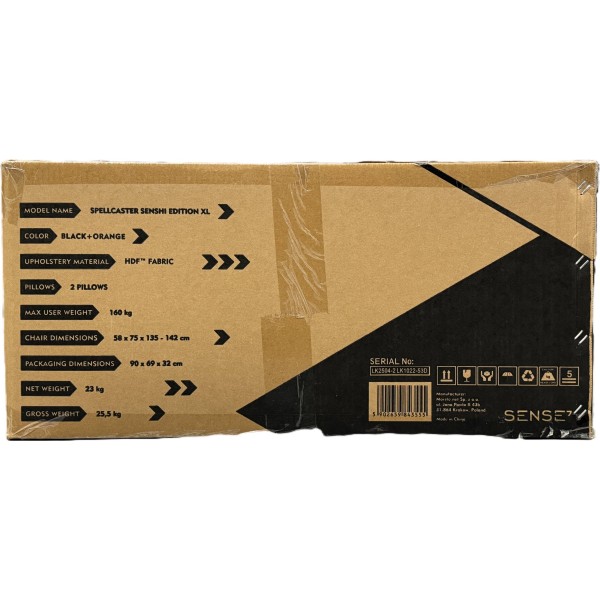 Ігрове крісло Sense7 Spellcaster Senshi Edition XL, тканина, чорне