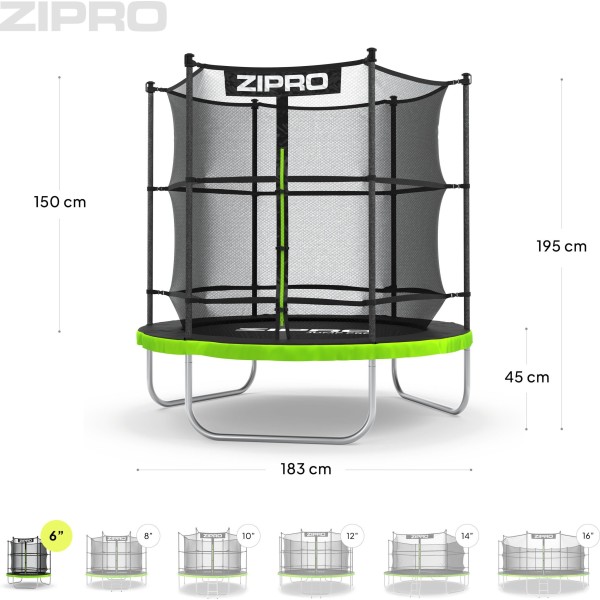 Батут Zipro JumpPro IN 183 см з внутрішньою сіткою