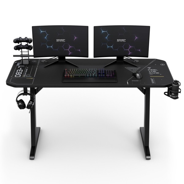 Стіл ігровий SENSE7 Nomad Cybernetic 140×60 см, ігрова поверхня, чорний