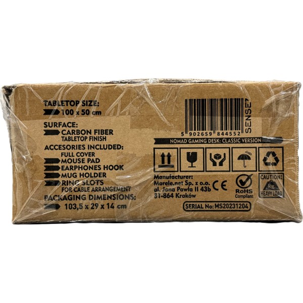 Стіл ігровий SENSE7 Nomad Classic 100×50 см, ігрова поверхня, чорний