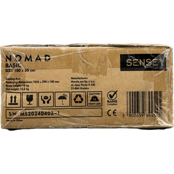 Стіл ігровий Sense7 Nomad Basic 100×50 см, чорний