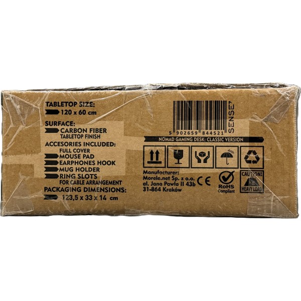Стіл ігровий SENSE7 Nomad Classic 120×60 см, ігрова поверхня, чорний