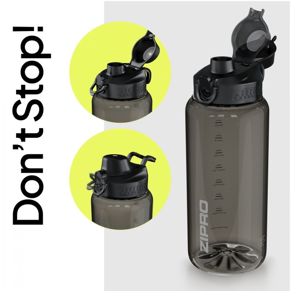 Тританова пляшка для води Zipro, 1000 мл, чорна